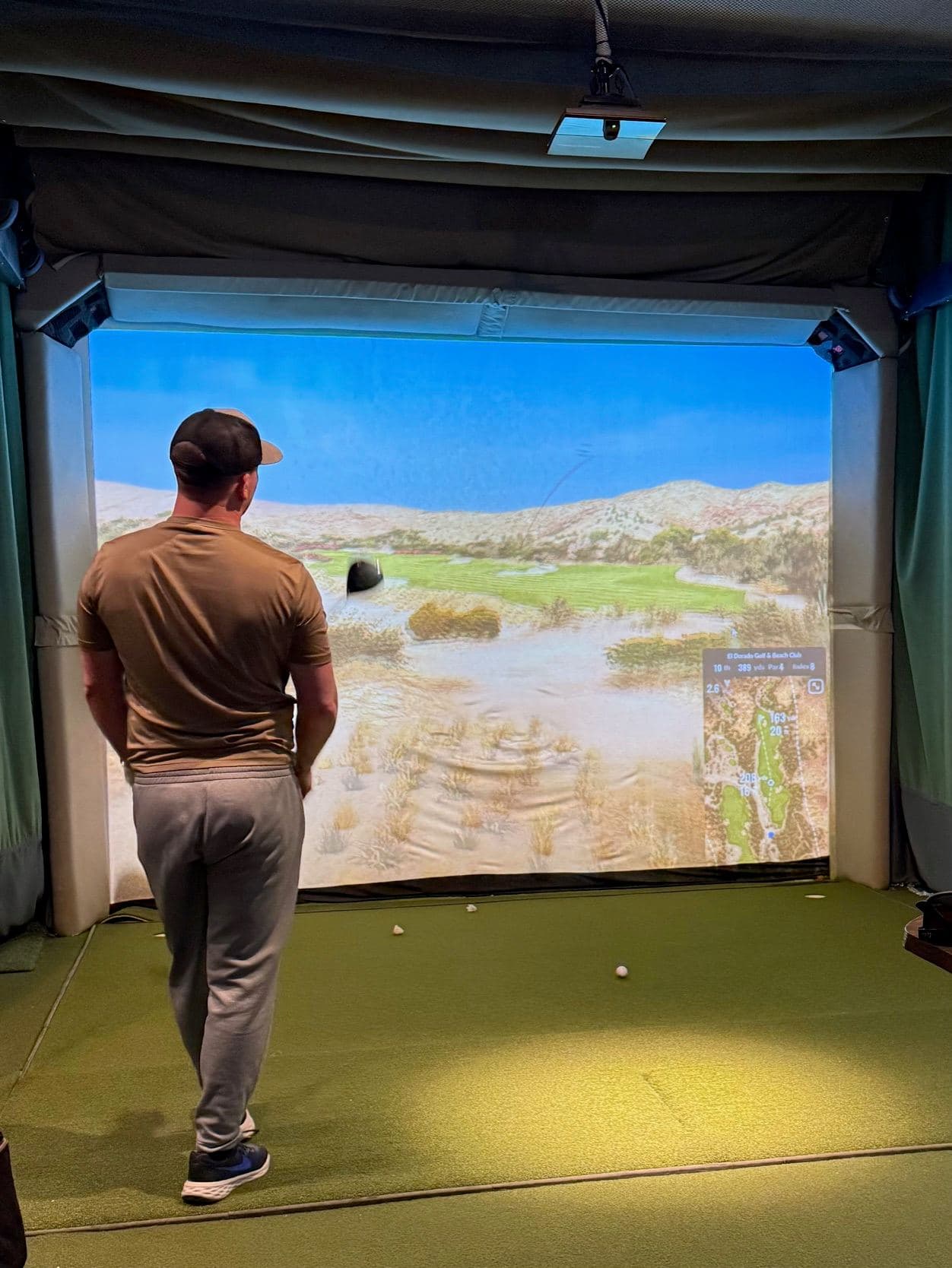 TrackMan iO simulator bay at Gonzo's HD Sports